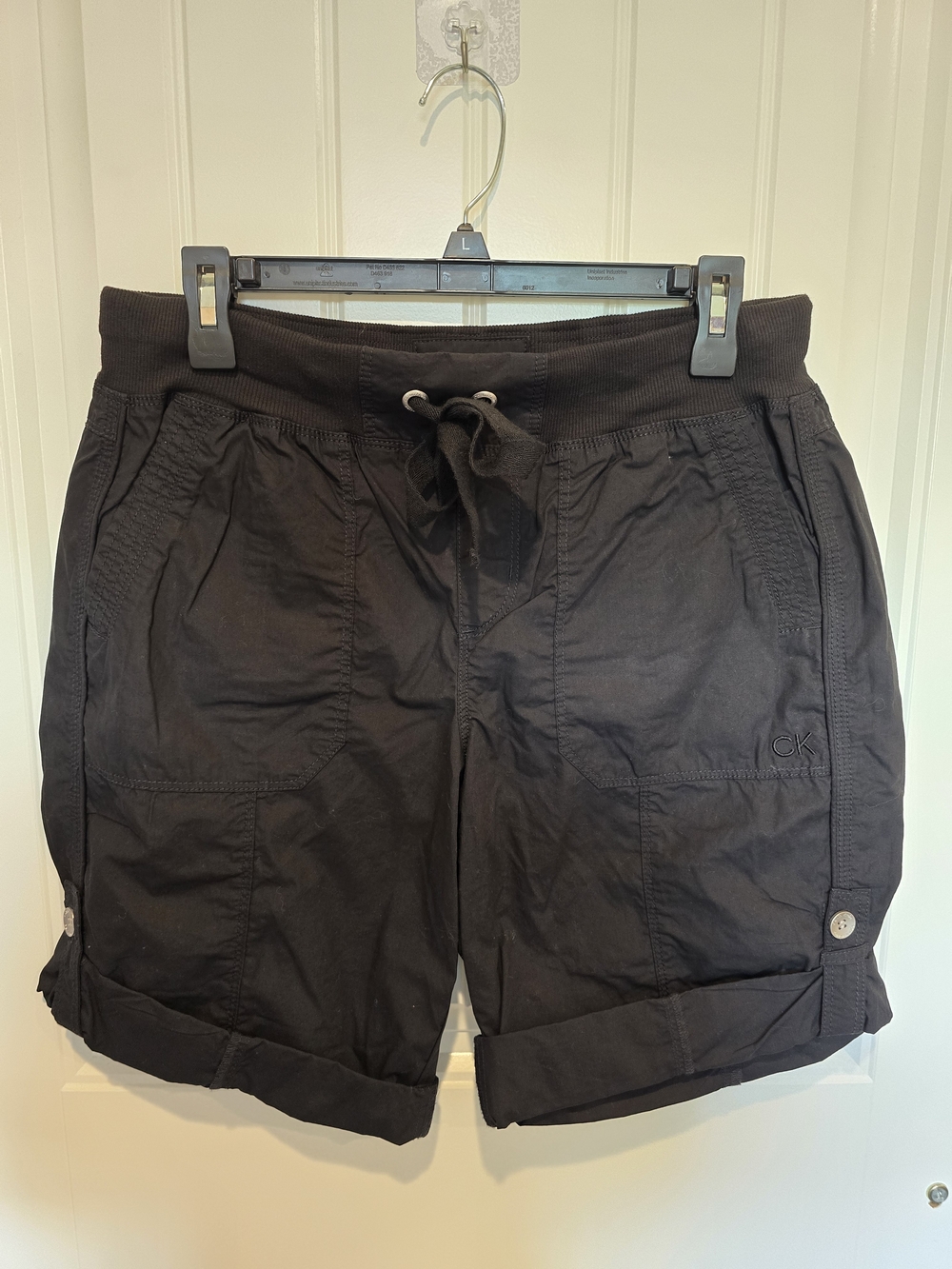Calvin Klein Black Drawstring Rolled-Hem Women's Bermuda Shorts